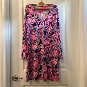 Lilly Pulitzer Pink and Black Patterned Long Sleeve Dress